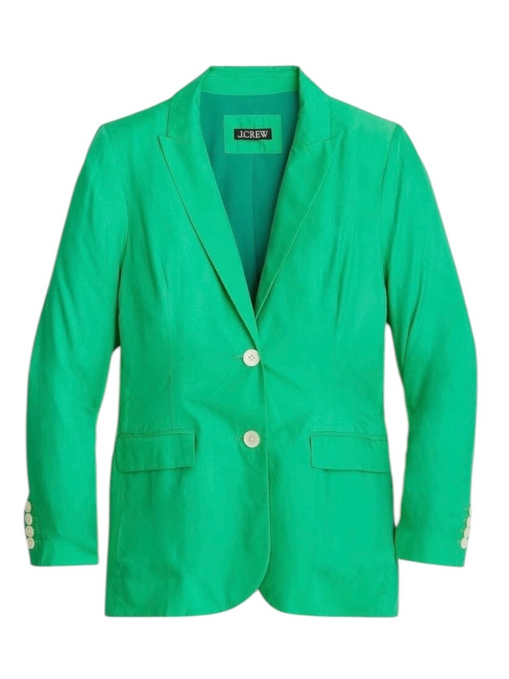 J. Crew Limited Edition Drapey Long Parke Blazer in Cupro Blend 2 Green Workwear